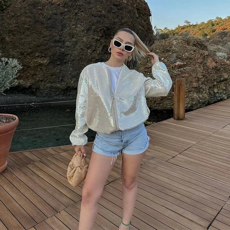 Despoina | glänzende high steet jacke