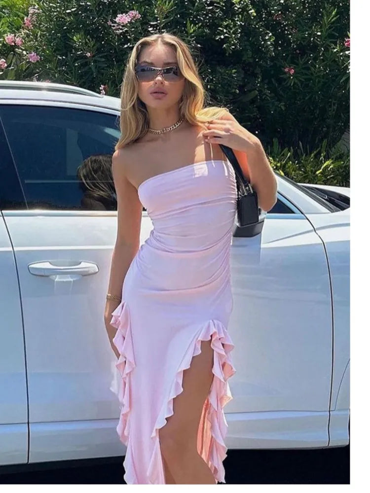 Dona | Trägerloses Kleid mit Quastendetail