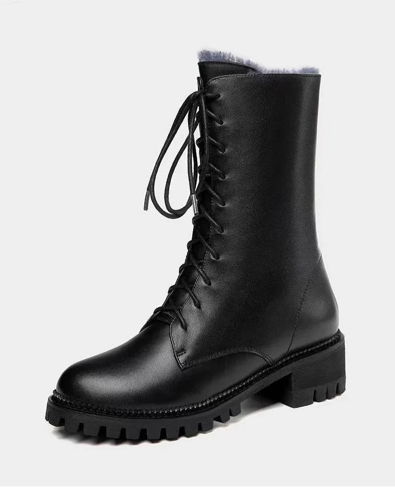 Rita | Schwarze Leder-Winterstiefel