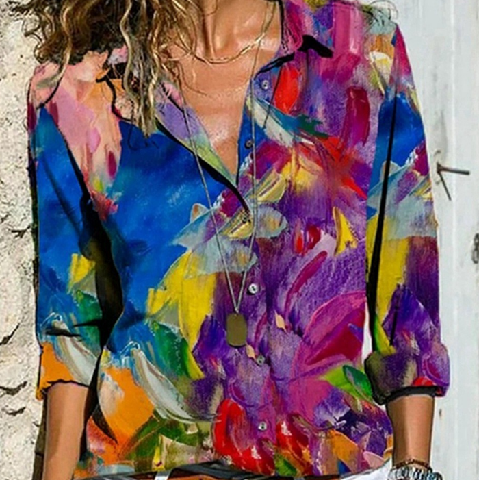 Hemden mit langen Ärmeln und farbenfrohem Casual-Stil