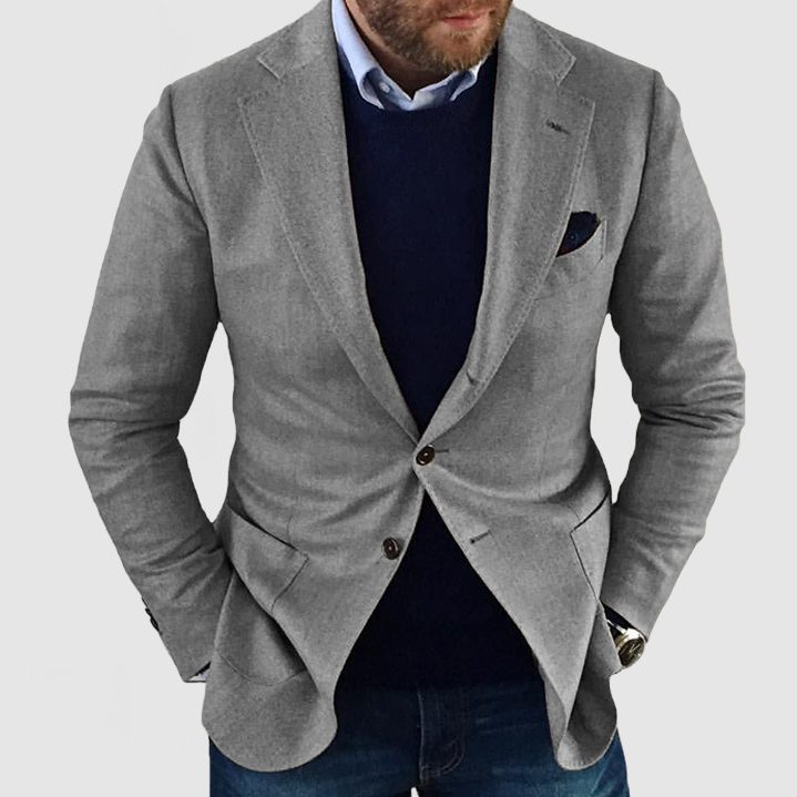 Benno - herren-strickjacke mit lässigen knöpfen, taschen und reverskragen, einfarbig, langärmelig