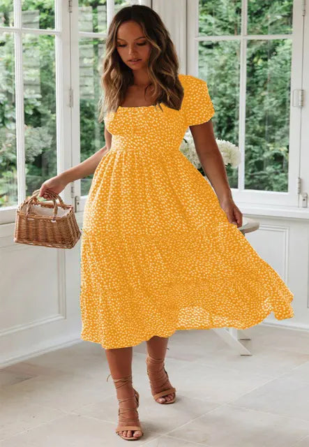 Clara - Marineblaues Sommerkleid mit Rüschen