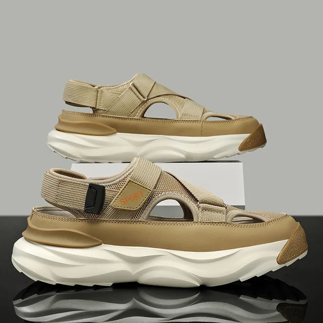 Beige-Braune Plateau-Sandalen – Modern und Komfortabel