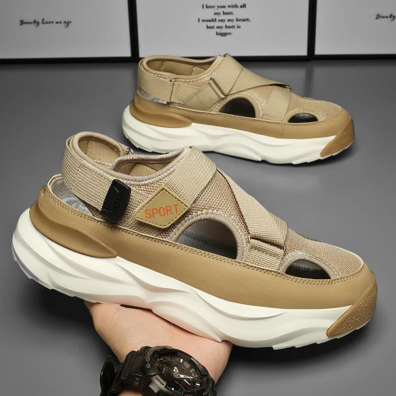 Beige-Braune Plateau-Sandalen – Modern und Komfortabel