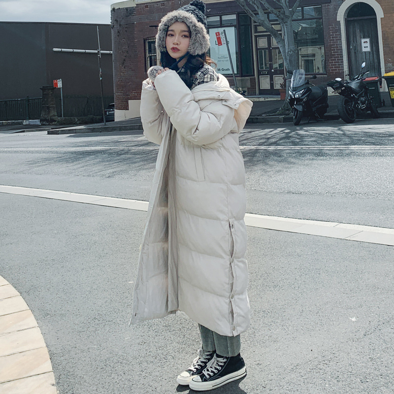 Beige Langer Wintermantel Damen