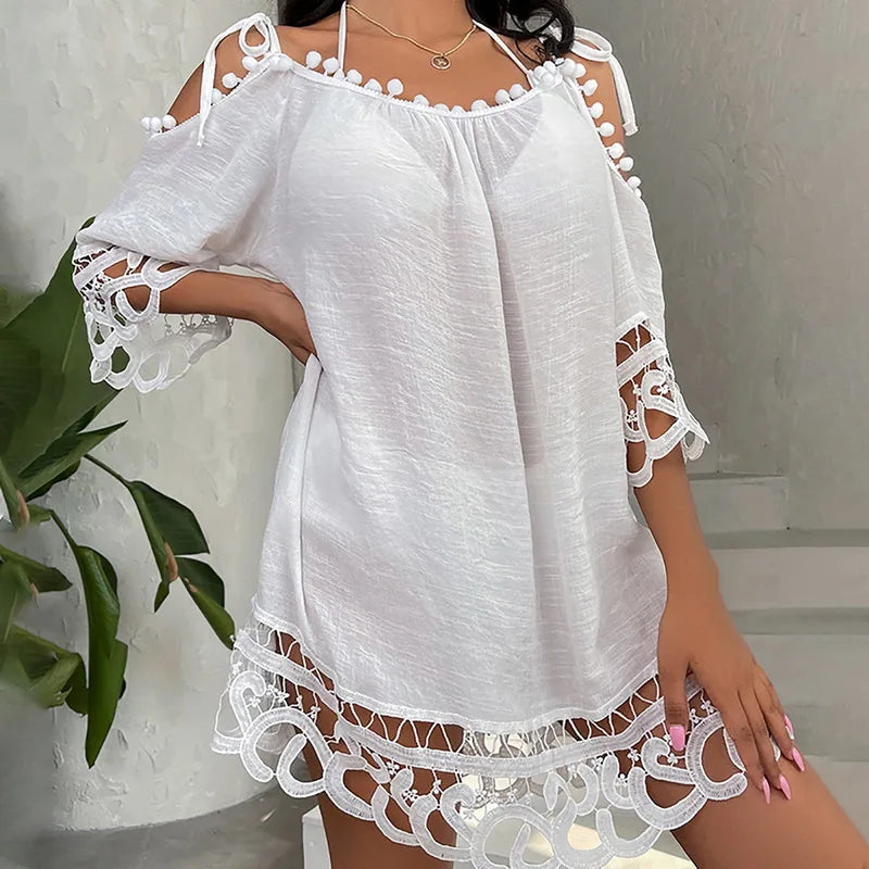 Annika - Weißes Strandkleid mit Spitze