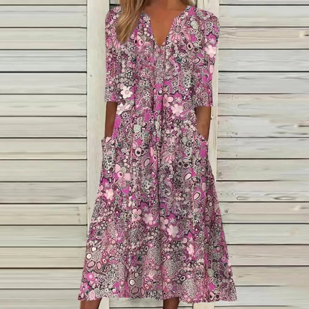 Charlotte - Lila Blumenmuster Kleid