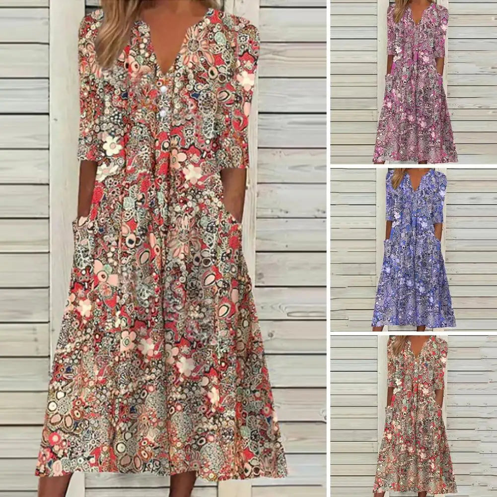 Charlotte - Lila Blumenmuster Kleid
