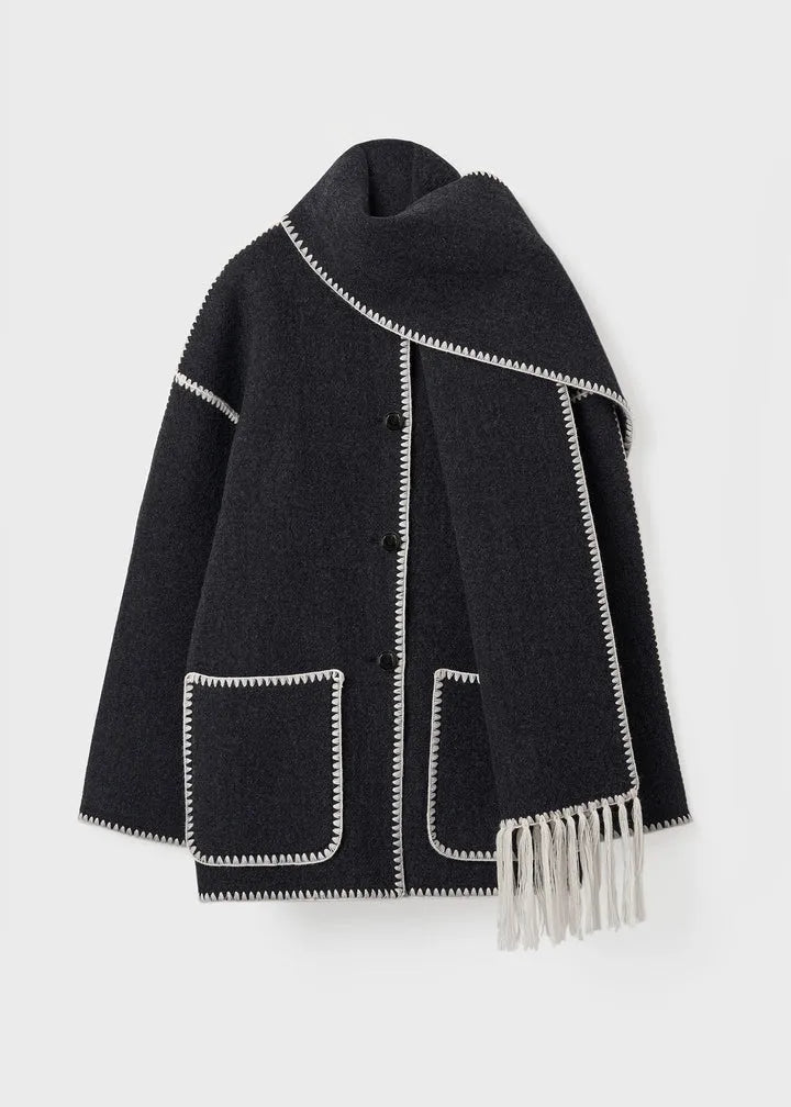 Frauen Winterjacken Set: Stilvolle Jacke mit Schal für Herbst/Winter