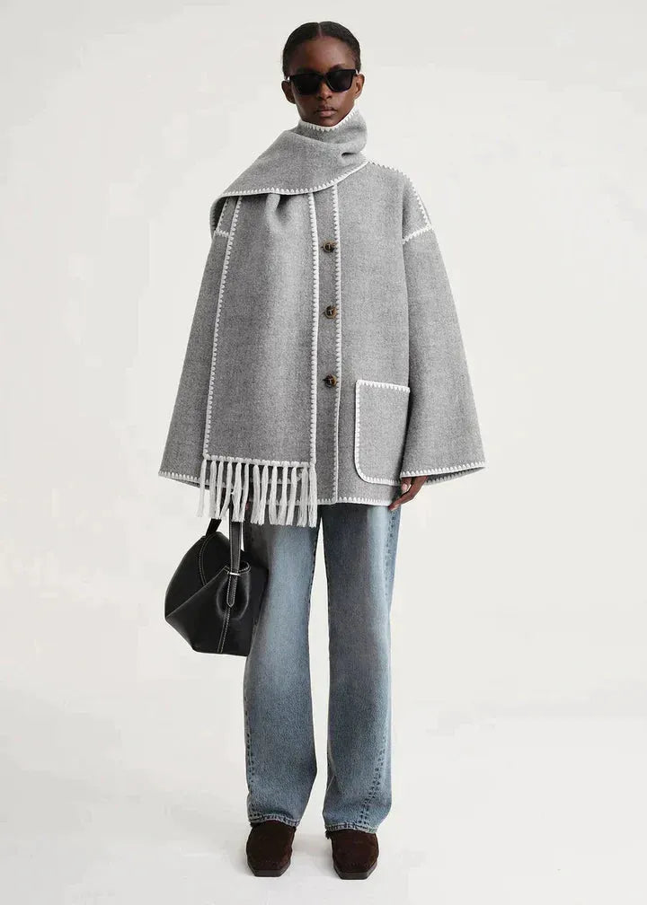 Frauen Winterjacken Set: Stilvolle Jacke mit Schal für Herbst/Winter