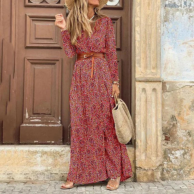 Carmen - Bohemian Maxikleid in Rot