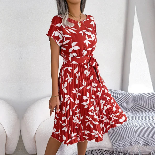 Clara - Blaues Blütenmuster Sommerkleid