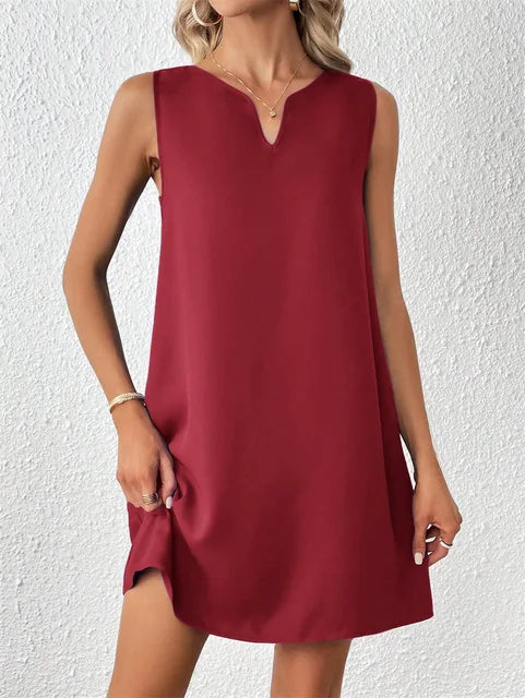 Anna - Blaues V-Ausschnitt Sommerkleid