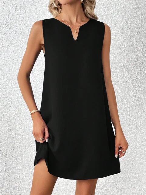 Anna - Blaues V-Ausschnitt Sommerkleid