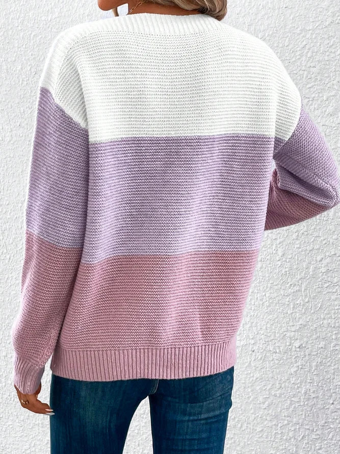 Block-Pullover in Violett für Frauen