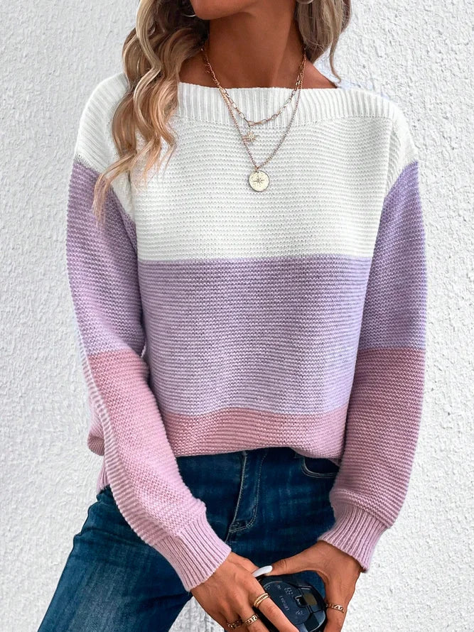 Block-Pullover in Violett für Frauen