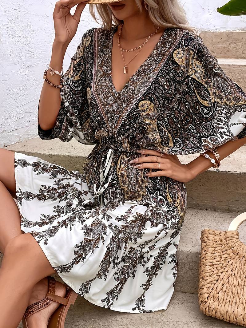 Elegantes kurzärmeliges Kleid für Frühling und Sommer - Sanny