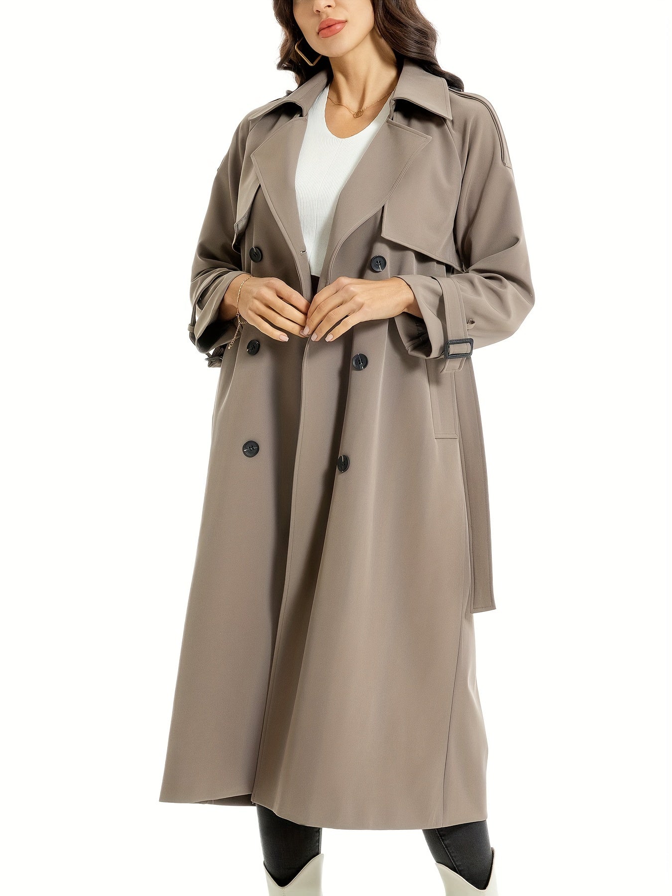 Damen-Trenchcoat mit zweireihigem Verschluss