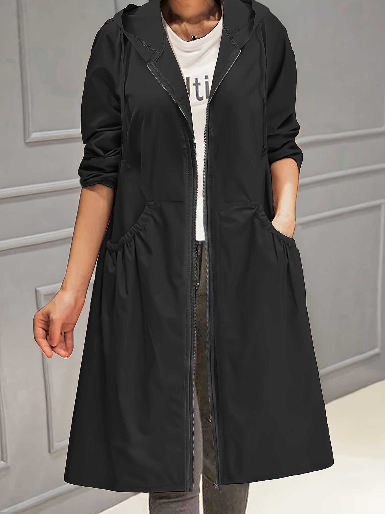 Damen Plus Size Mantel mit durchgehendem Reißverschluss