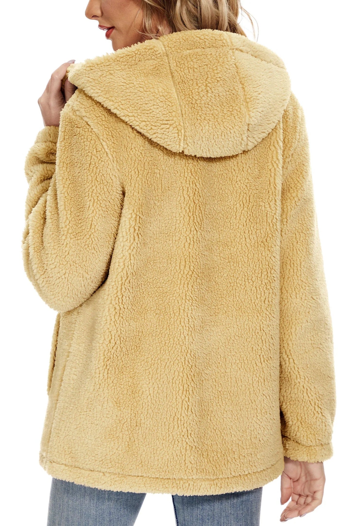 Dagny - Women's Cozy Fluffy Hoodie Jacket with Chic Hood