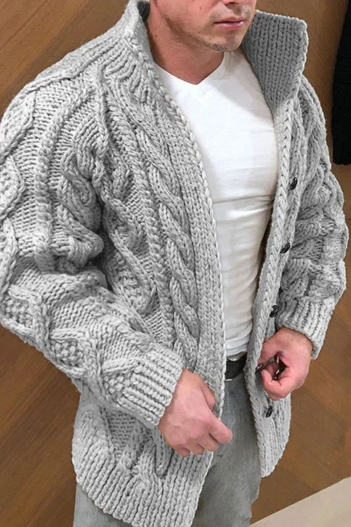 Dawe - herren strickjacke mit wildlederkragen