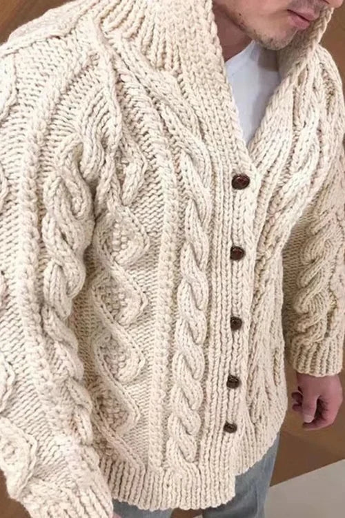 Dawe - herren strickjacke mit wildlederkragen