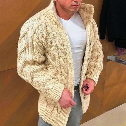 Dawe - herren strickjacke mit wildlederkragen