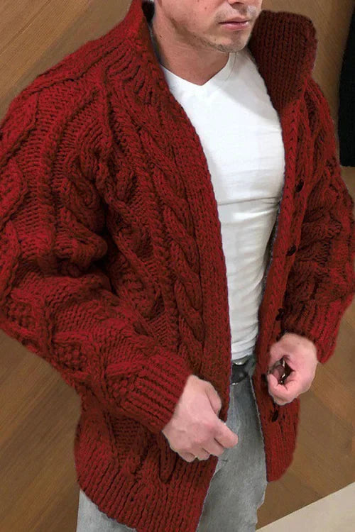 Dawe - herren strickjacke mit wildlederkragen