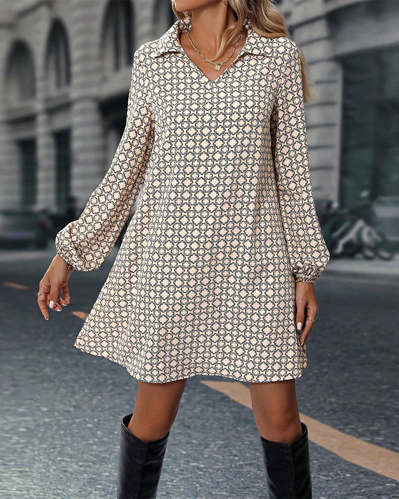 Anja - Bedrucktes Kleid mit langen Ärmeln