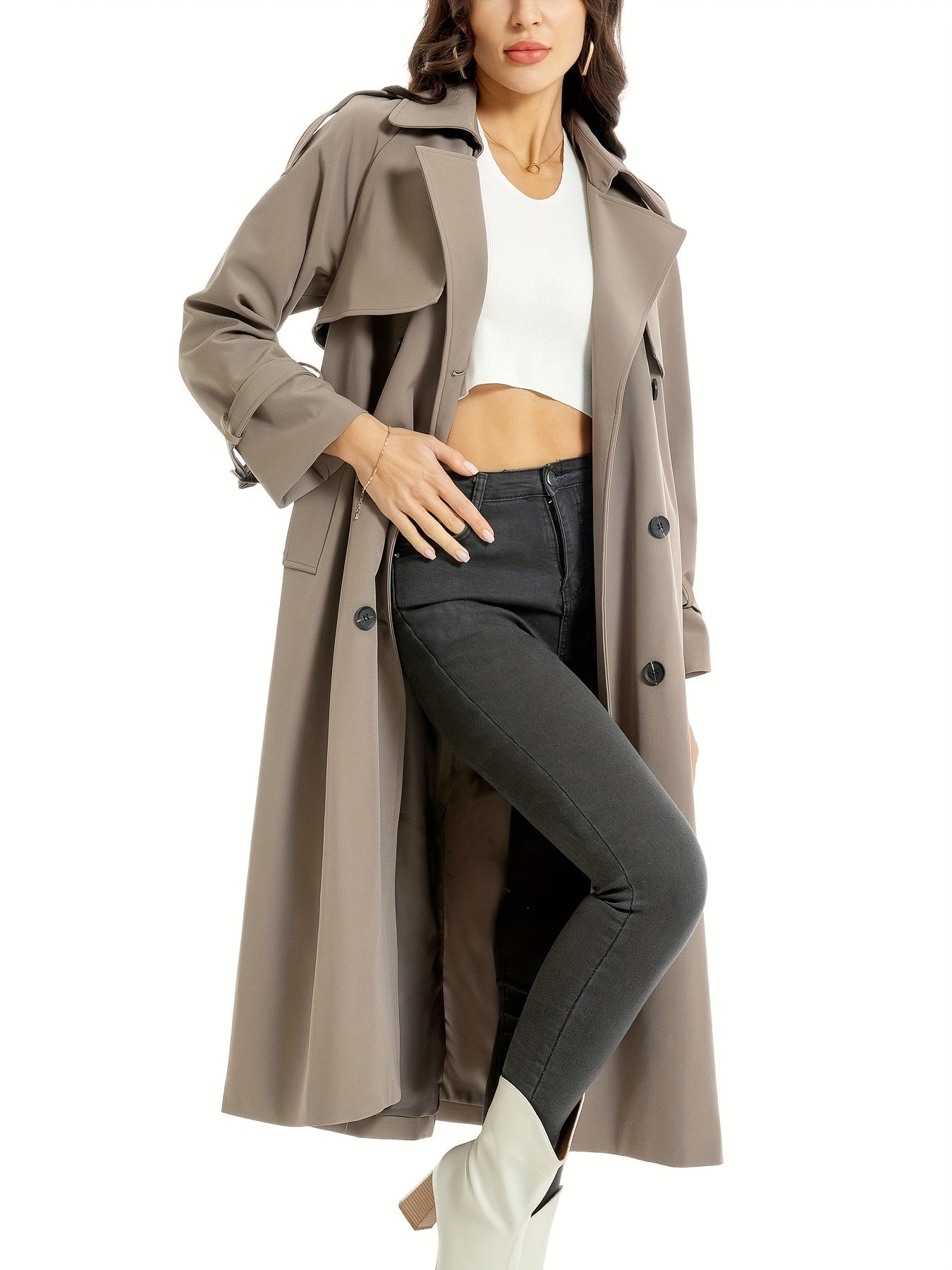 Damen-Trenchcoat mit zweireihigem Verschluss