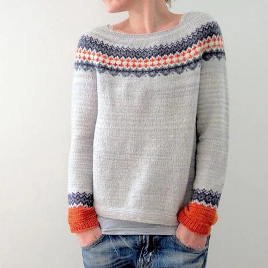 Grauer Pullover im Boho-Look für Frauen