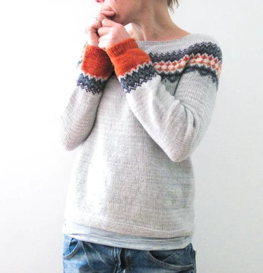 Grauer Pullover im Boho-Look für Frauen