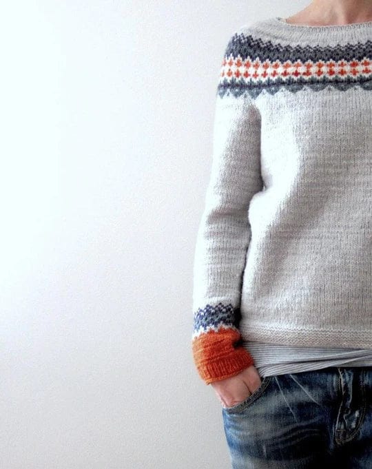 Grauer Pullover im Boho-Look für Frauen
