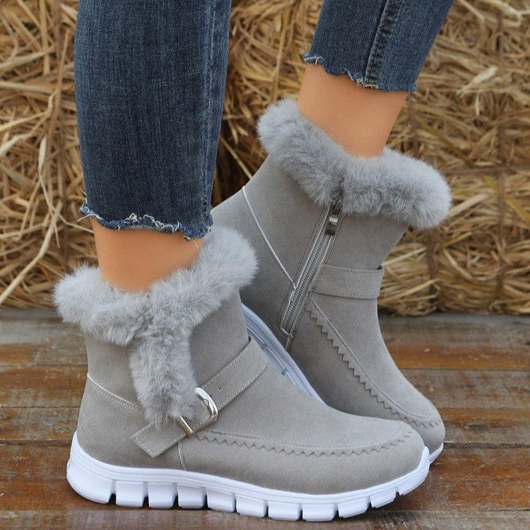 Reyna™ Warme knöchelhohe Schneestiefel aus Samt mit Schnallen-Design