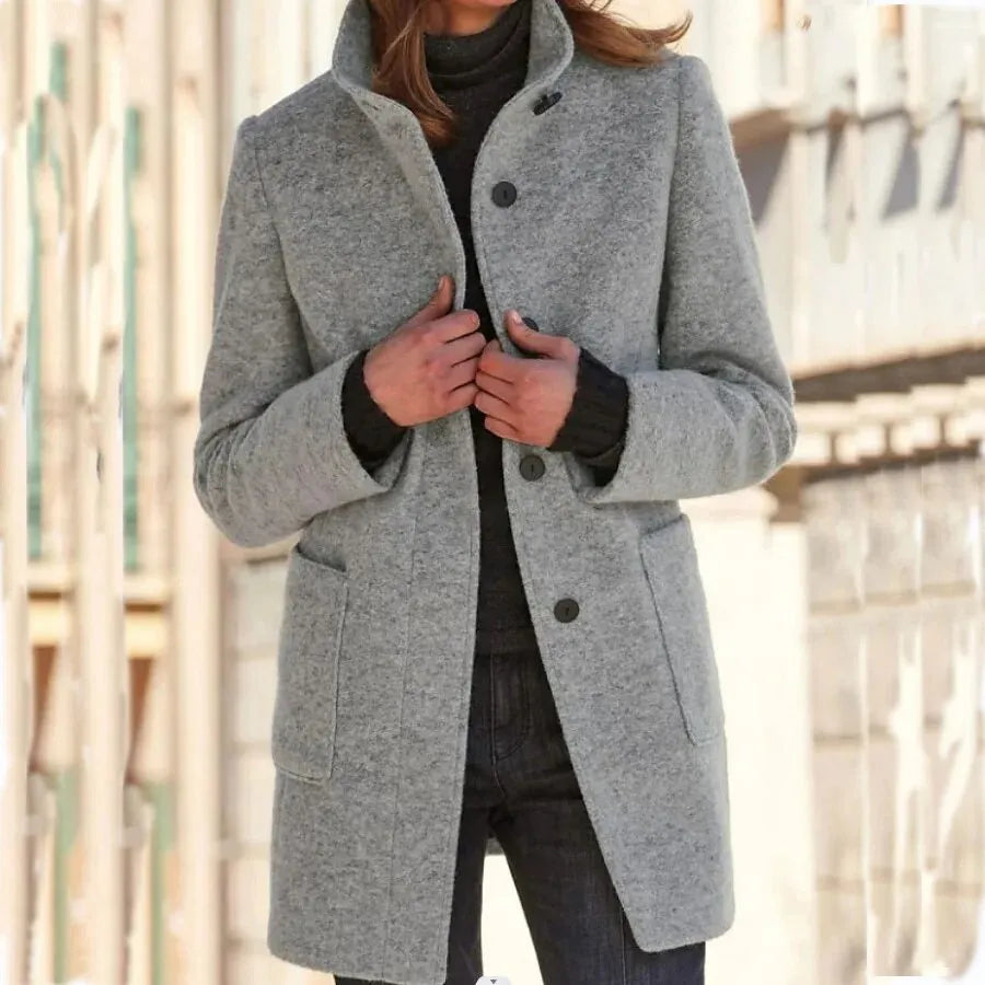 Elegante Wolljacken für Frauen mit stilvollem Kragen im Herbst/Winter