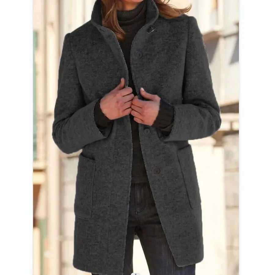 Elegante Wolljacken für Frauen mit stilvollem Kragen im Herbst/Winter