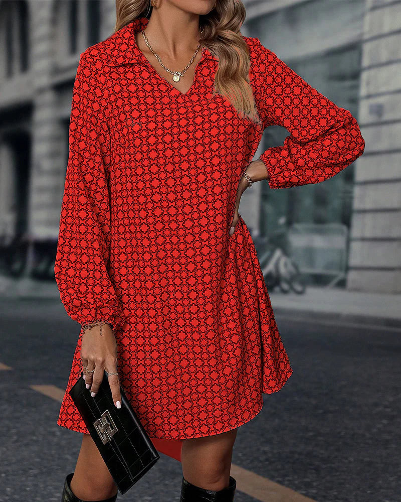Anja - Bedrucktes Kleid mit langen Ärmeln