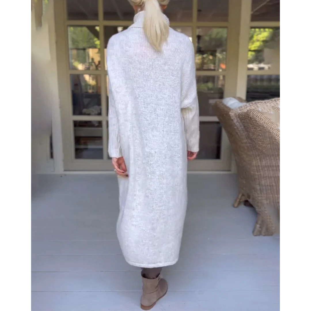 AMALIE - Langer Pullover mit hohem Halsausschnitt
