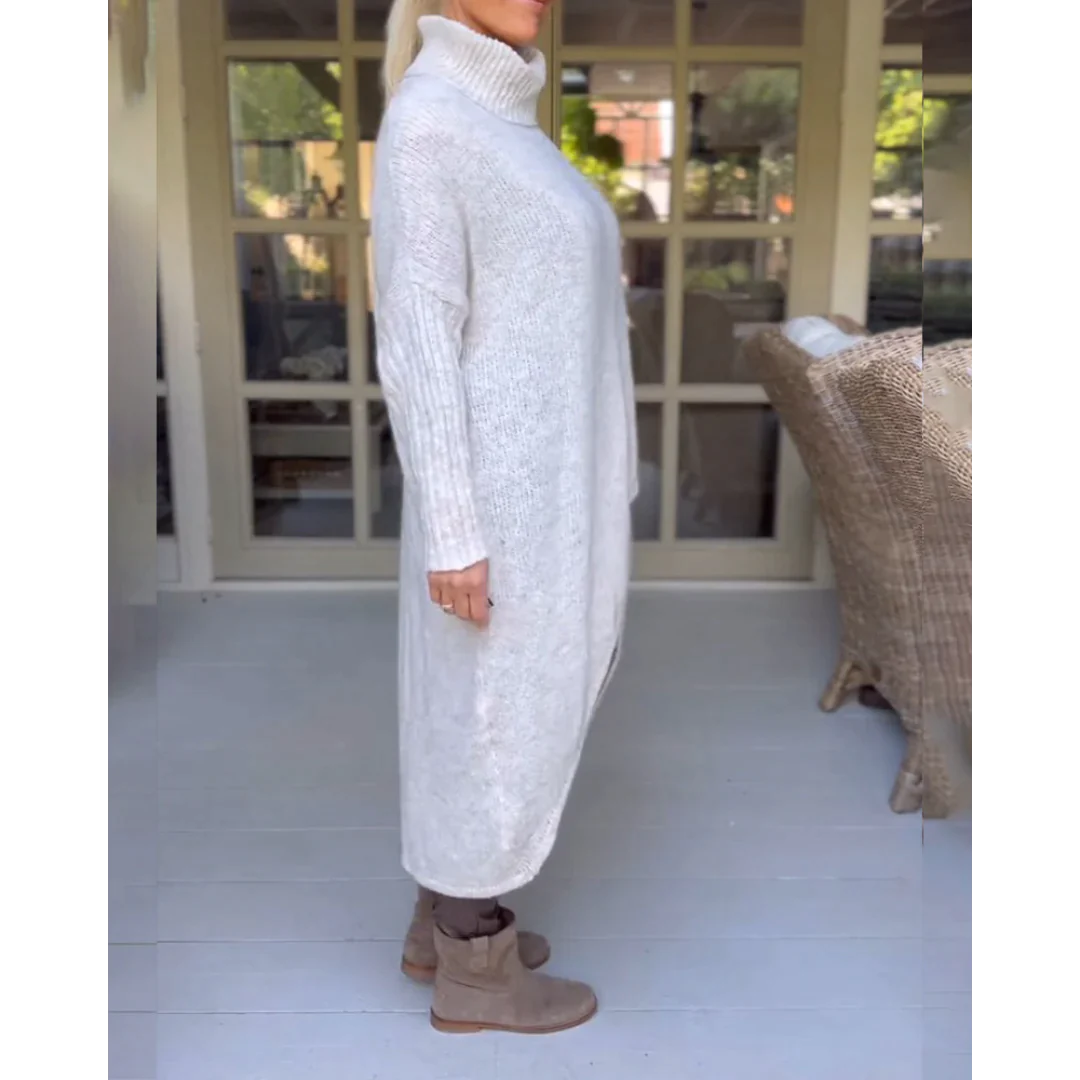 AMALIE - Langer Pullover mit hohem Halsausschnitt