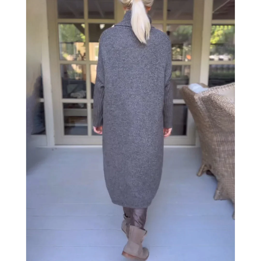 AMALIE - Langer Pullover mit hohem Halsausschnitt