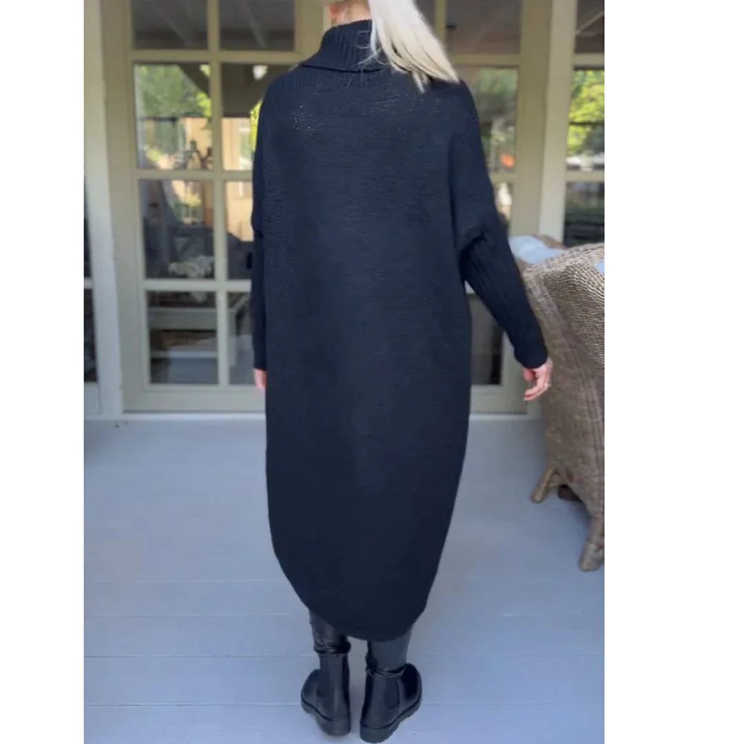AMALIE - Langer Pullover mit hohem Halsausschnitt
