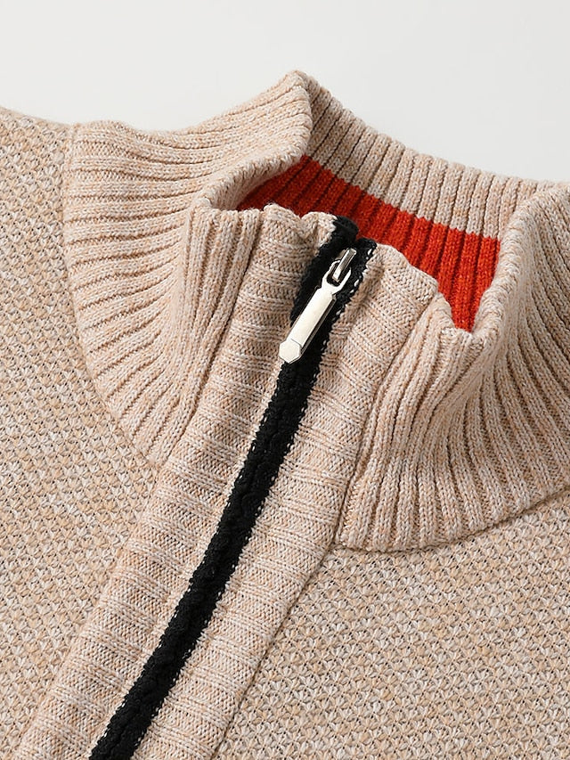 Tom Polo - stylischer zipper-strickpullover für herren (italienisches design)