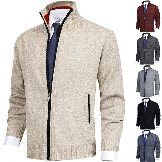 Tom Polo - Stylischer Zipper-Strickpullover für Herren (italienisches Design)