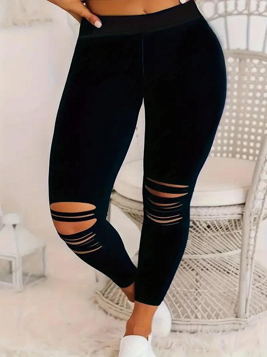 Sophia – einfarbige, zerrissene leggings