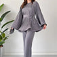 Antonia - Plissiertes Schlaghosen-Top und Hosen-Set