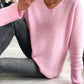 Einfacher einfarbiger Langarmpullover