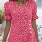 Blumenbluse mit V-Ausschnitt und kurzen Ärmeln