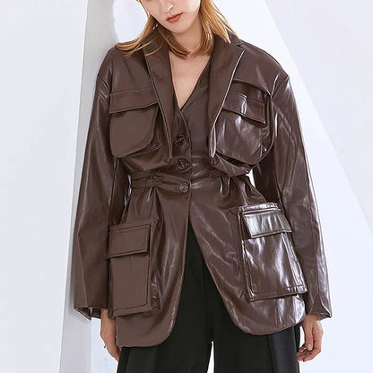 Patchwork-Jacken mit elegantem Reverskragen für Frauen Herbst/Winter