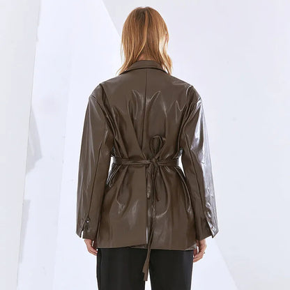 Patchwork-Jacken mit elegantem Reverskragen für Frauen Herbst/Winter