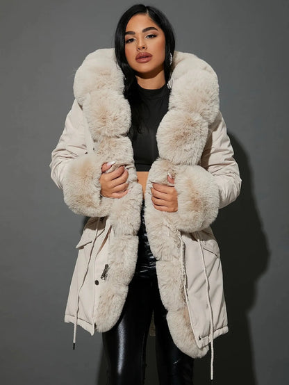 Warmer Frauenwintermantel 2024 mit flauschigem Innenfutter